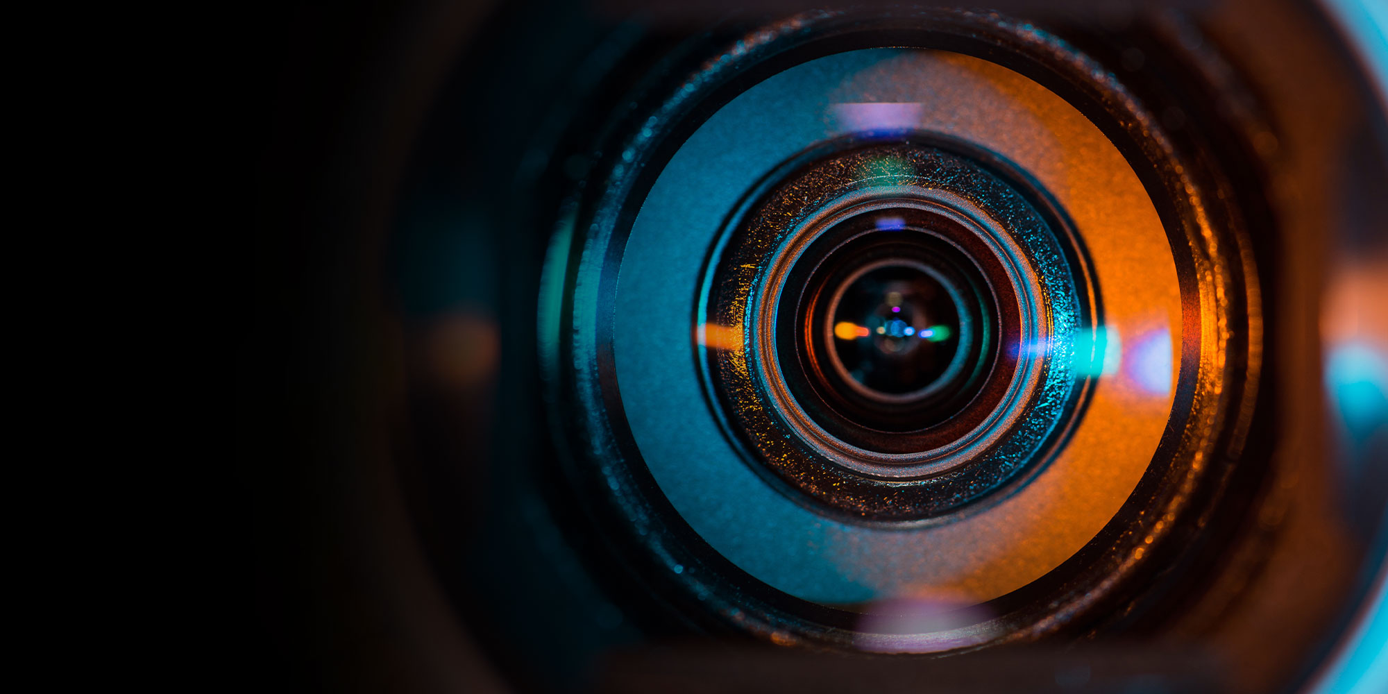 close up of video camera lens